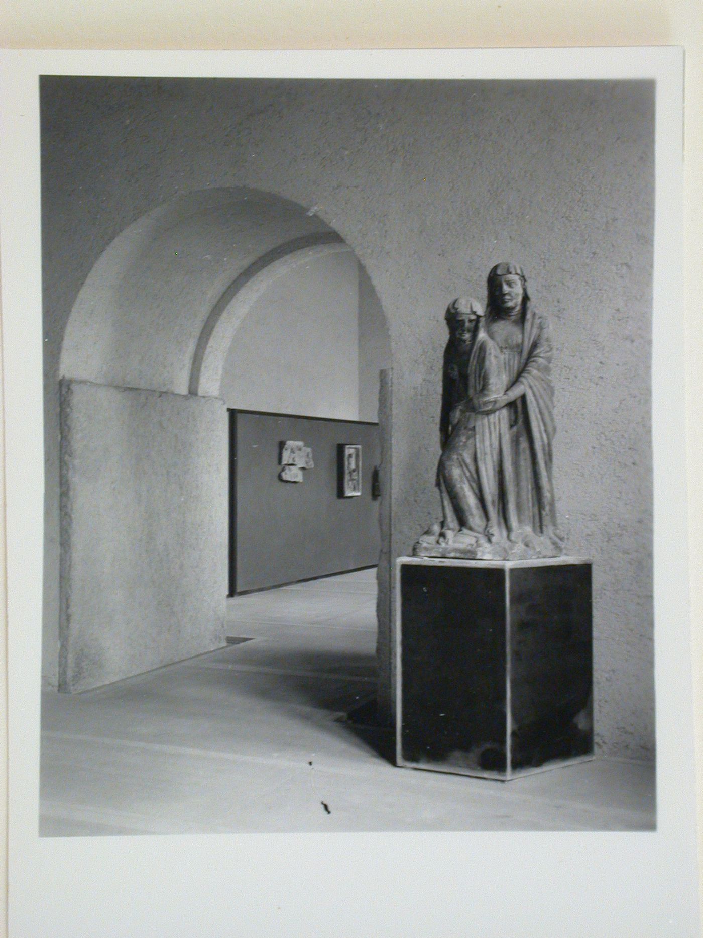 Interior view of a gallery showing a statue, doorway and another gallery, Museo di Castelvecchio, Verona, Italy