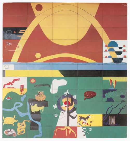 Reprographic copy of the artwork on the enameled door to the Palace of the Assembly, Chandigarh, by Le Corbusier