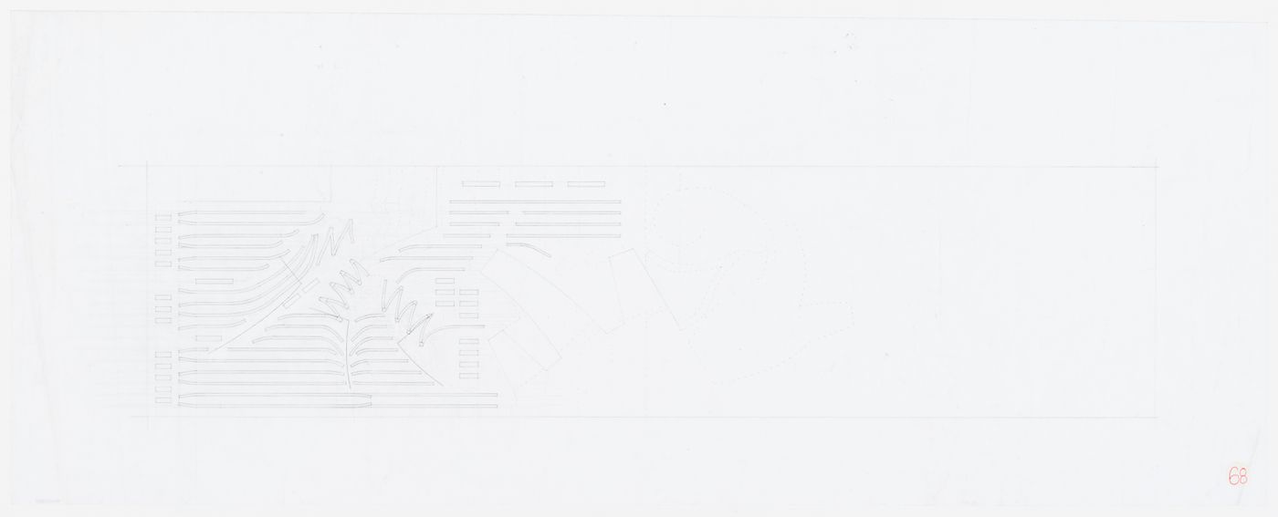 Sketch for the book shelves pattern, scale 1:500, Kansai-Kan of the National Diet Library, Seika, Japan