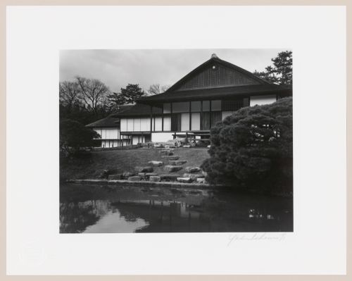View of the Shoin complex showing the Old Shoin, the Middle Shoin and the New Palace (also known as the New Goten) with the pond and the garden in the foreground, Katsura Rikyu (also known as Katsura Imperial Villa), Kyoto, Japan