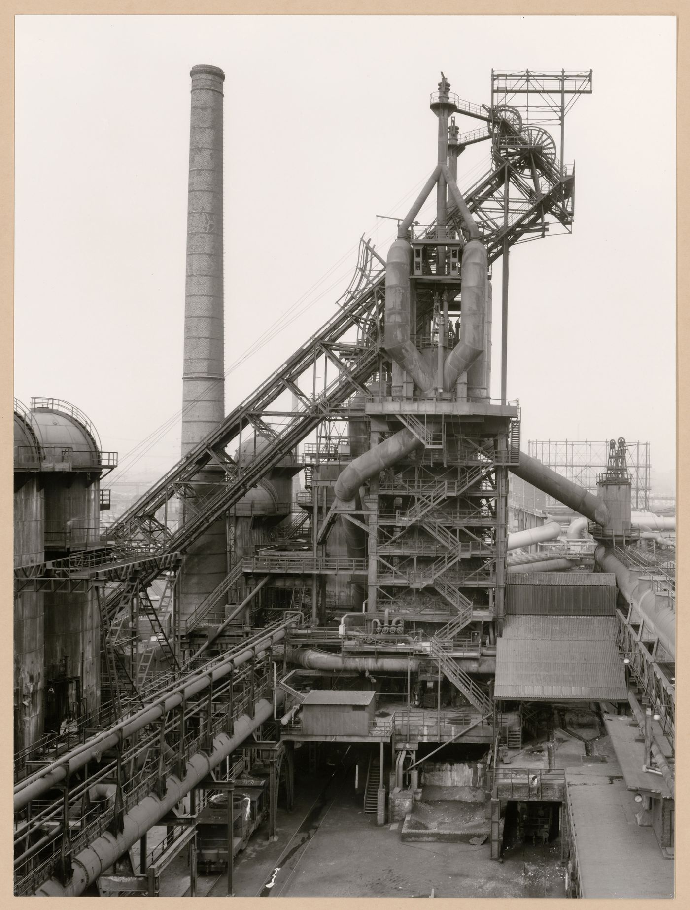 View of a blast furnace of Thyssen Hütte steel mill, Ruhrort, Duisburg, Germany