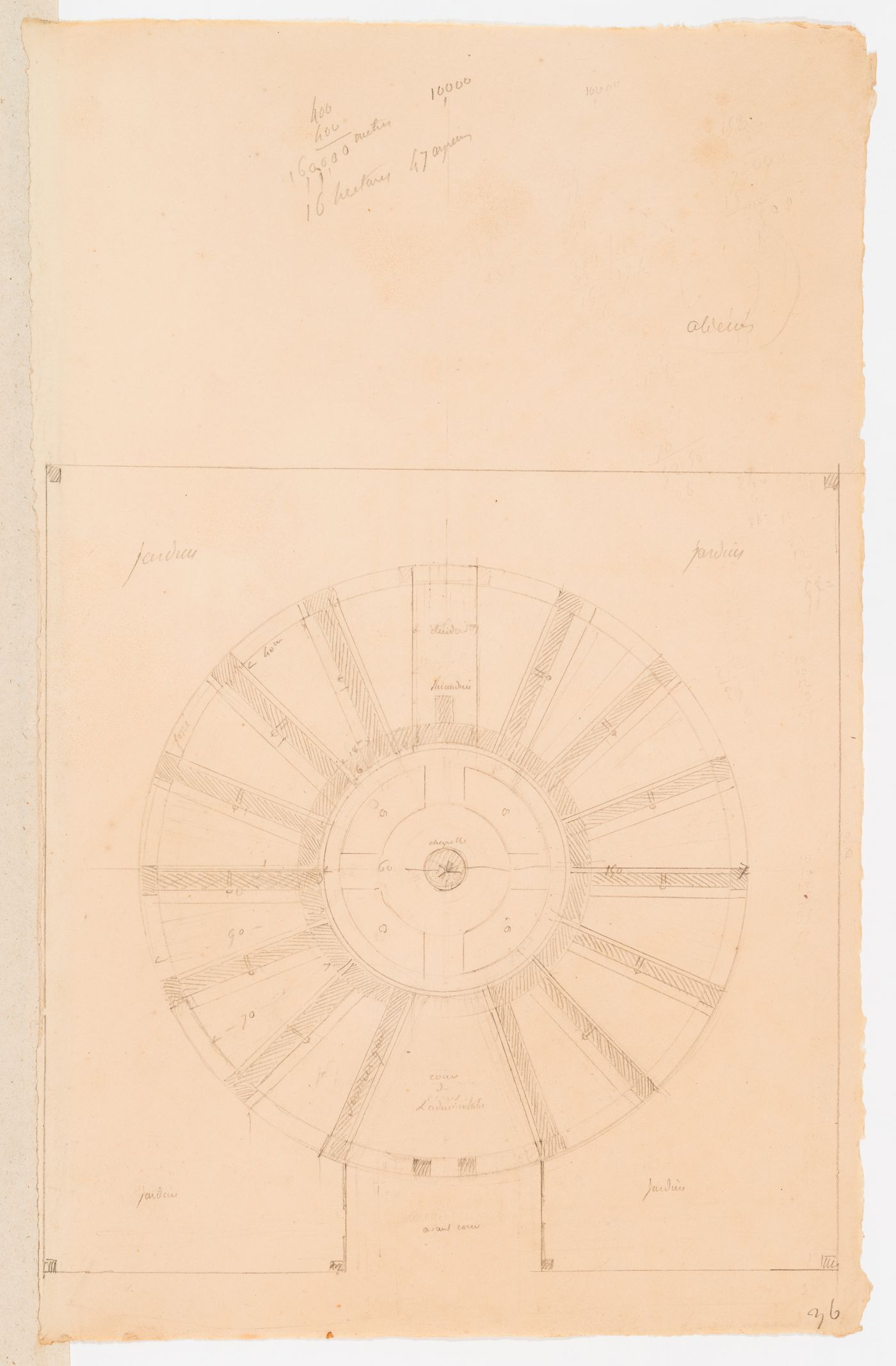 Plan of a panopticon prison, England