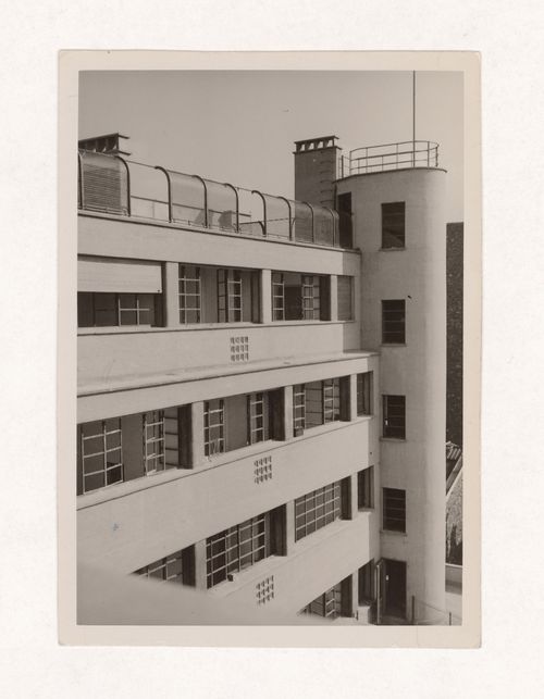 Exterior view of fire station, rue Mesnil, 16th arrondissement, Paris, France