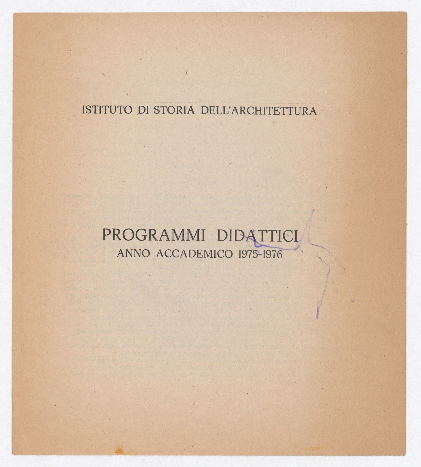 Annotated curriculum for the 1975-1976 academic year for Pettena teaching at the University of Florence