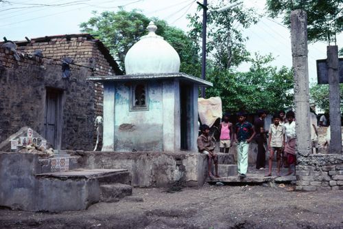 View of a street and inhabitants in India