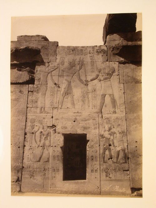 Temple wall relief showing Pharoahs and gods, Abydos, Egypt