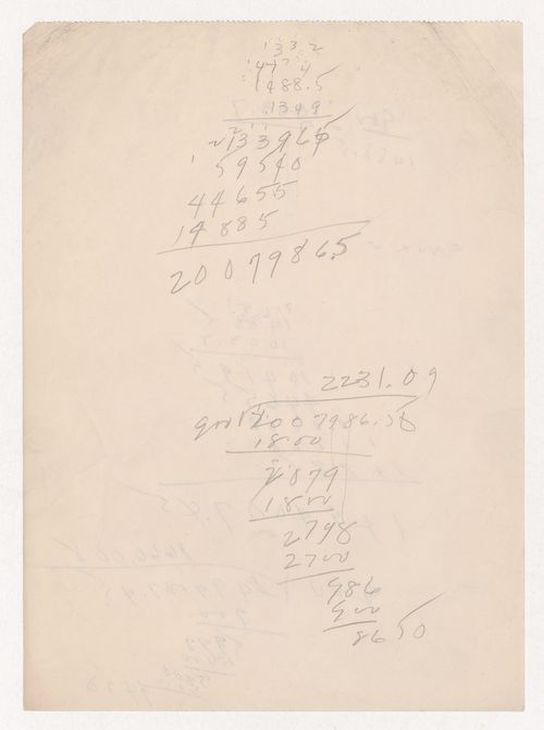 Calculations, probably for Illinois Institute of Technology; verso: Calculations, probably for Illinois Institute of Technology