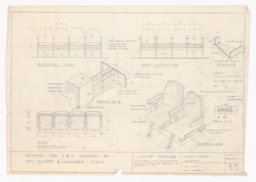 Audience chair drawings for Theatre for J&K Academy of Art, Culture and Languages, Jammu, India
