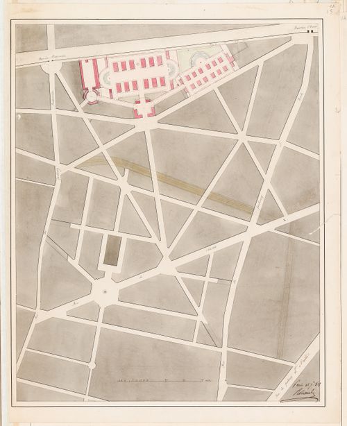 Project for a horse auction house and infirmary, Clos St. Charles, nouveau quartier Poissonnière: Site plan