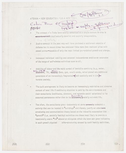 Atomia: new education for a new town (draft document from the Atom project records)