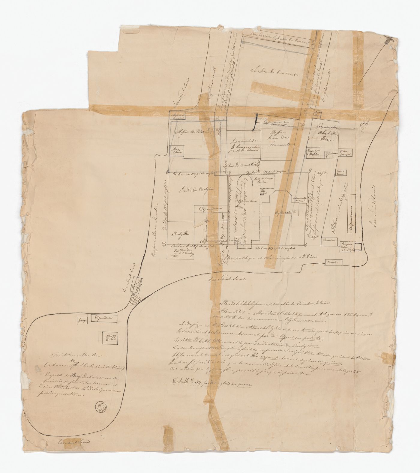 Plan de l'Etablissement curial de la Pointe-Claire