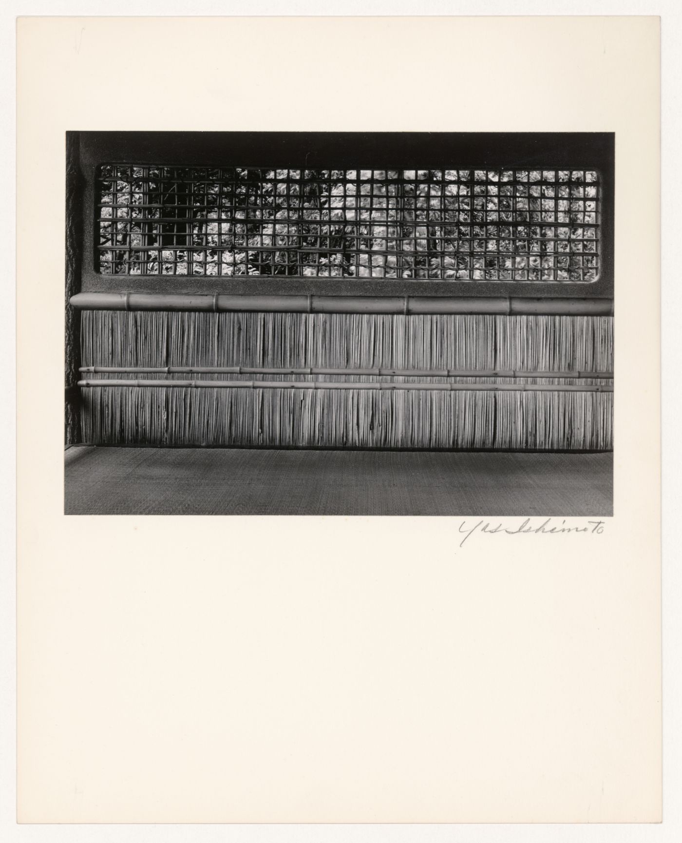 Interior view of a wall and a window in the Shokatei (also known as the Tatsuta Teahouse), Katsura Rikyu (also known as Katsura Imperial Villa), Kyoto, Japan