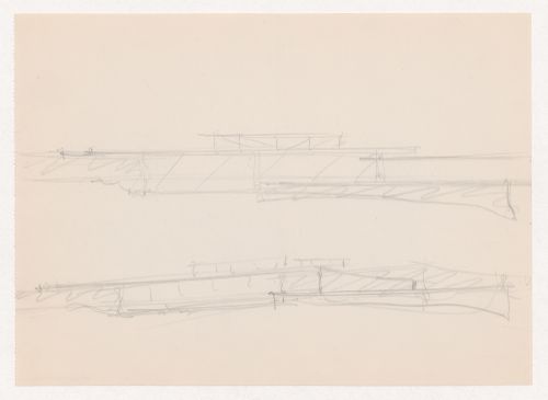 Sketch elevation and perspective sketch for the principal elevation for Museum for a Small City