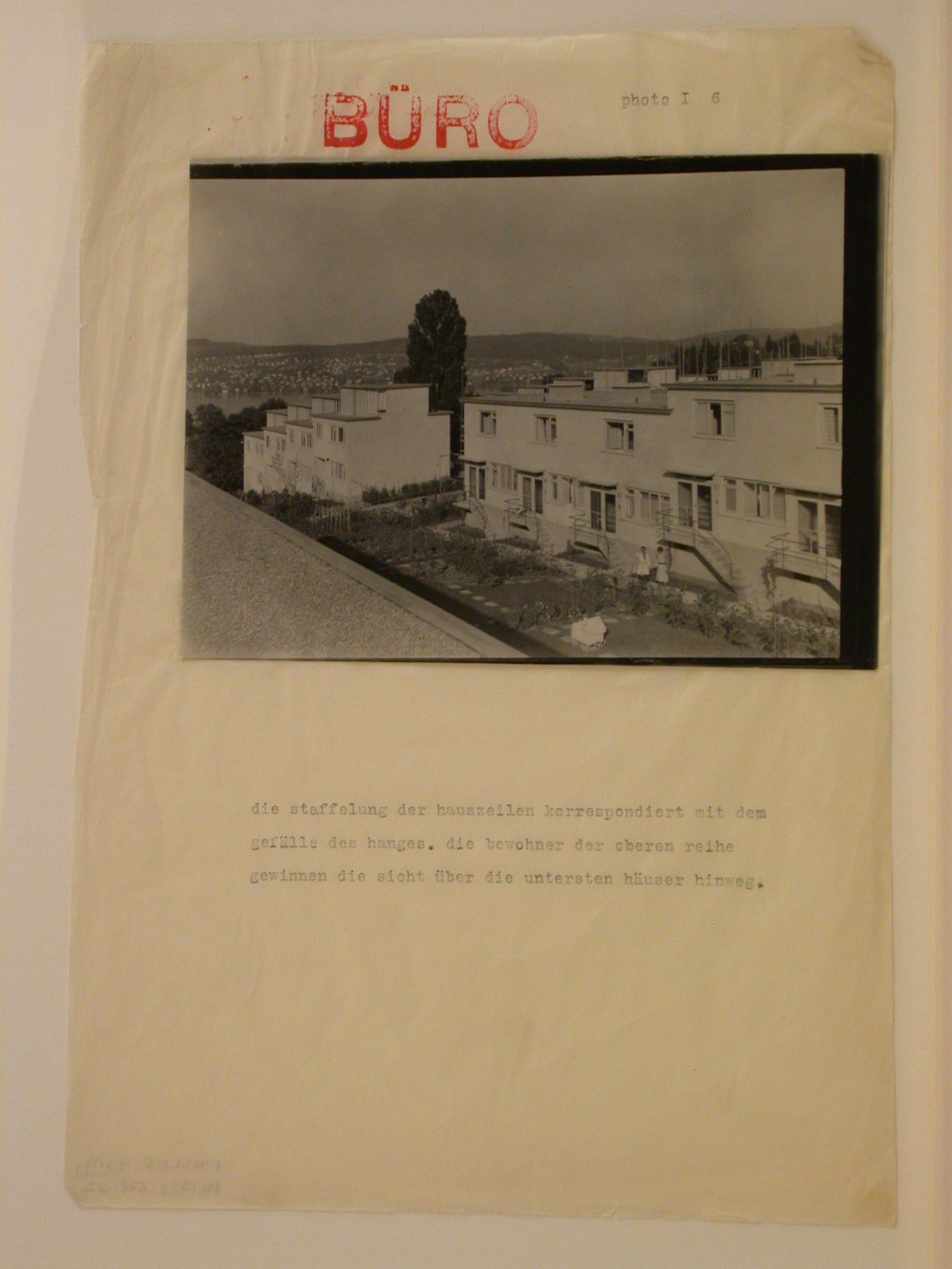 View of the north façade of Type B and Type A row houses, Werkbundsiedlung Neubühl, Zurich, Switzerland