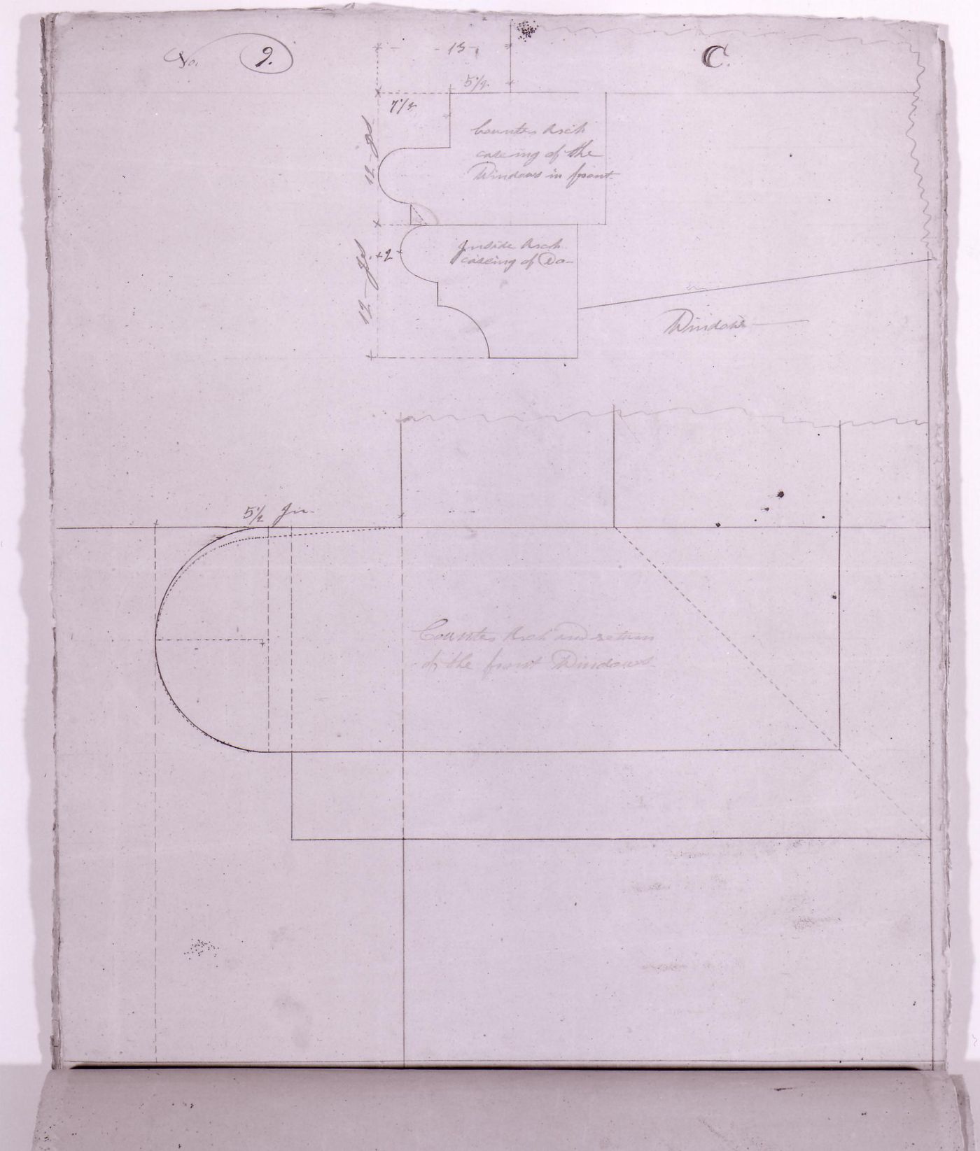 Sections for masonry mouldings for the tower windows for Notre-Dame de Montréal