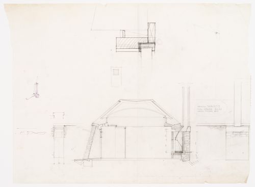 Detail of the door, sections with the chimney for Casa Tabanelli, Stintino, Italy