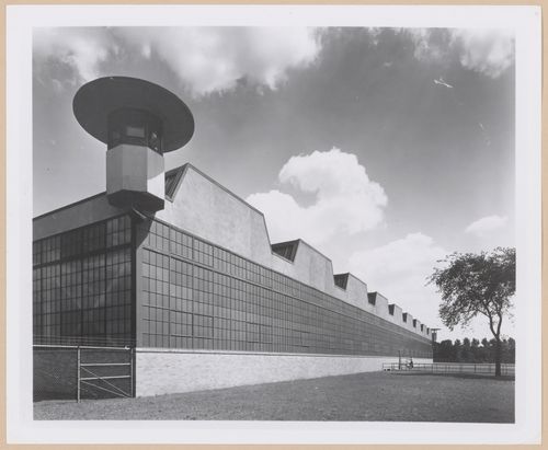 View of the principal [?] façade of the Assembly [?] Building, Amertorp Corporation Torpedo Ordnance Plant, Chicago, Illinois