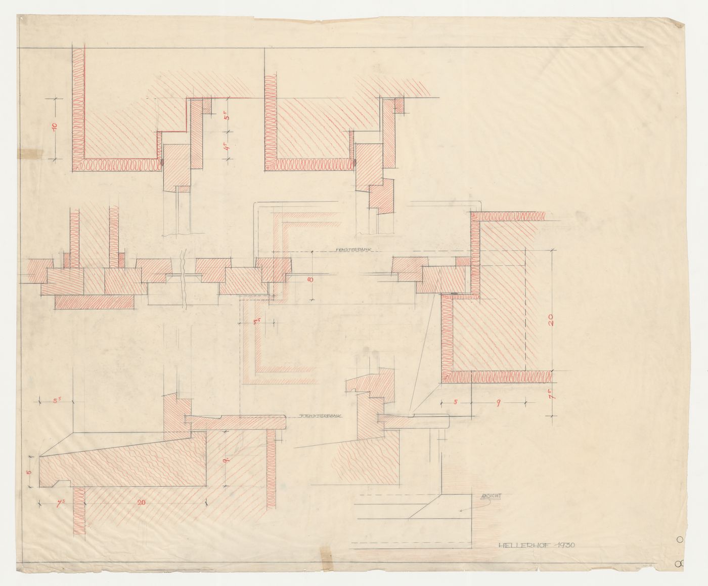 Sectional details for a window, Hellerhof Housing Estate, Frankfurt am Main, Germany