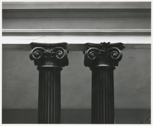View of capitals on hall columns, fourth floor, Old City Hall, Boston, Massachusetts, United States