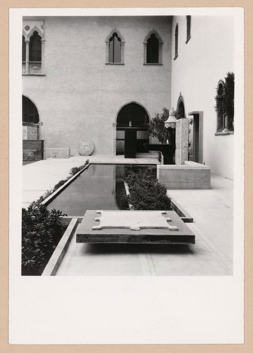 Partial view of the courtyard showing a pool, Museo di Castelvecchio, Verona, Italy
