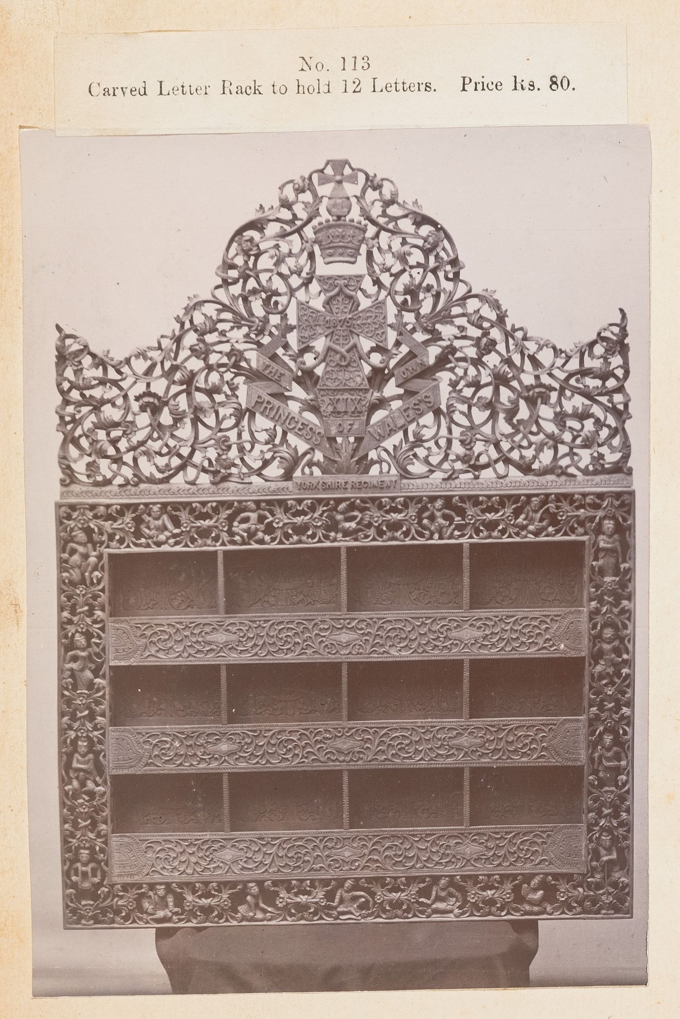 View of a rack, F. Beato Limited, C Road, Mandalay, Burma (now Myanmar)