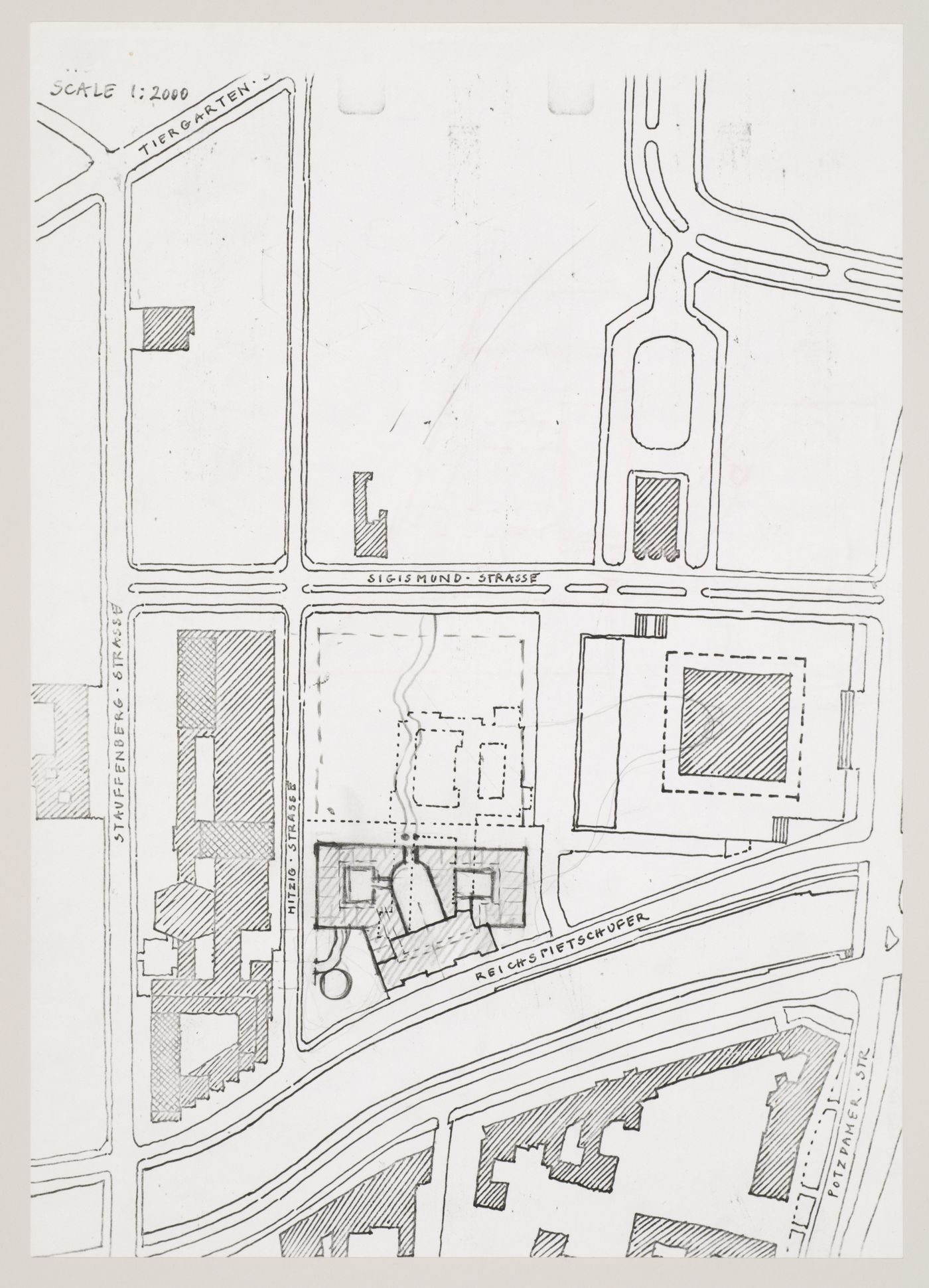 Wissenschaftszentrum, Berlin, Germany: sketch site plan (recto)