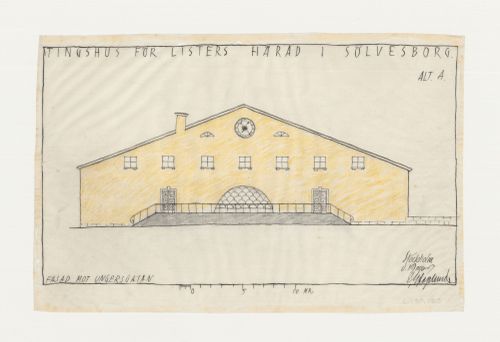 Elevation for the principal façade for Lister härads tingshus, Sölvesborg, Sweden
