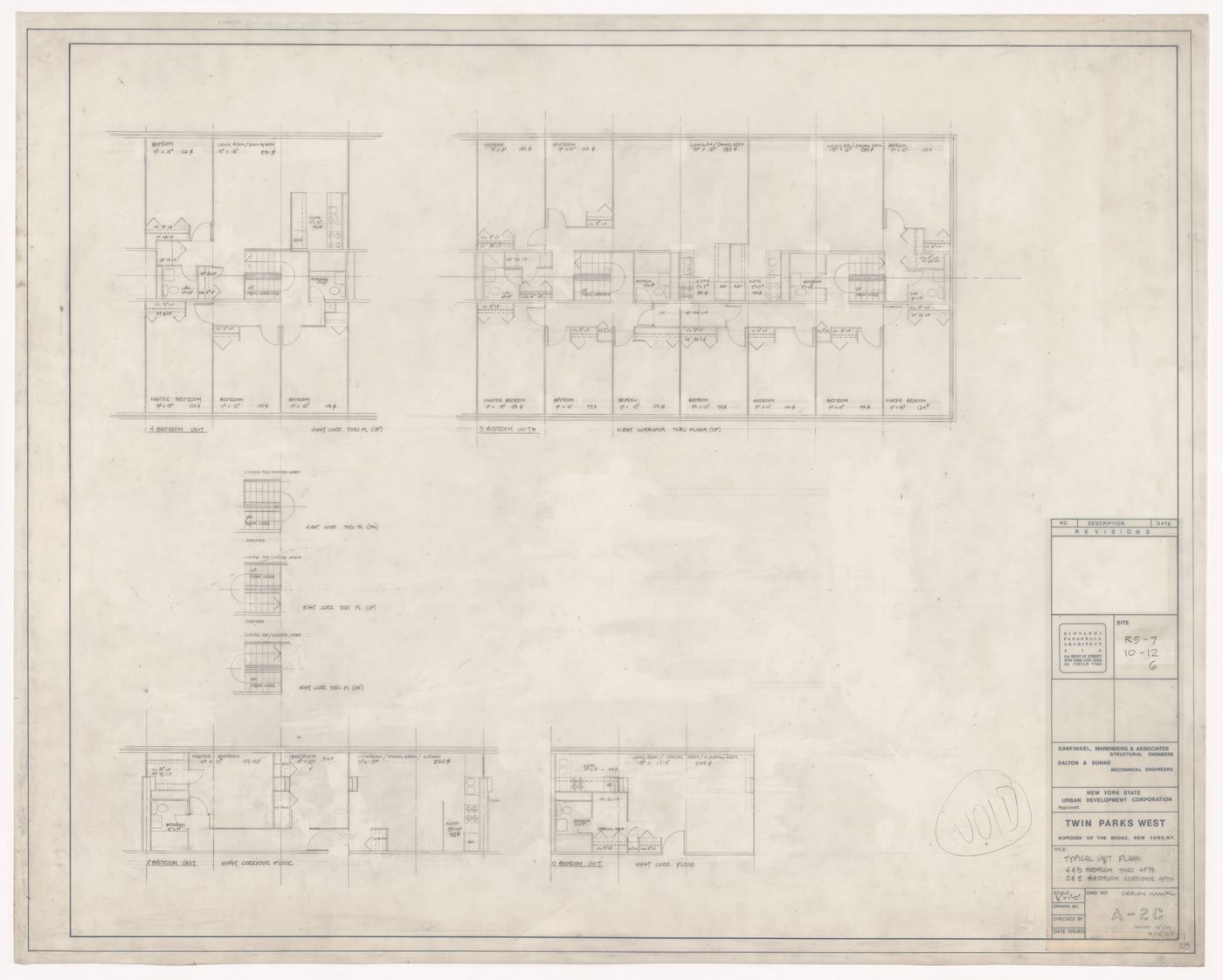 Typical unit plans for Twin Parks West, Sites R5-7, 10-12, 6, Bronx, New York