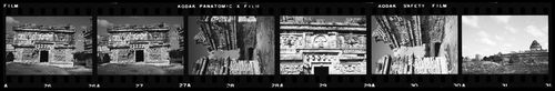 Strip of negatives of ruins, Chichen Itza, Mexico