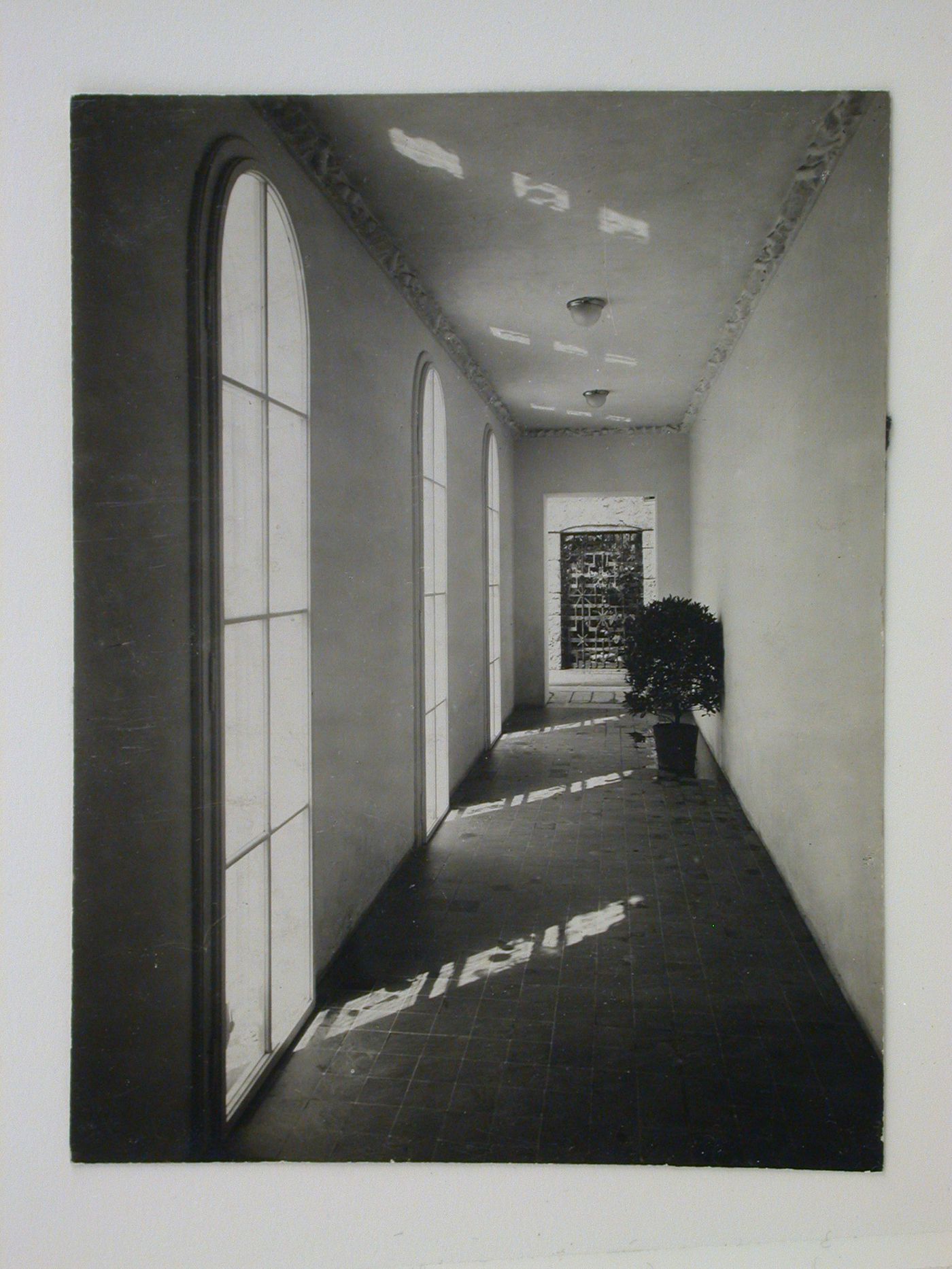 Interior view of a colonnade of the Austrian Pavilion, International Exhibition of Modern Decorative and Industrial Arts [Exposition internationale des arts décoratifs et industriels modernes], Paris, France