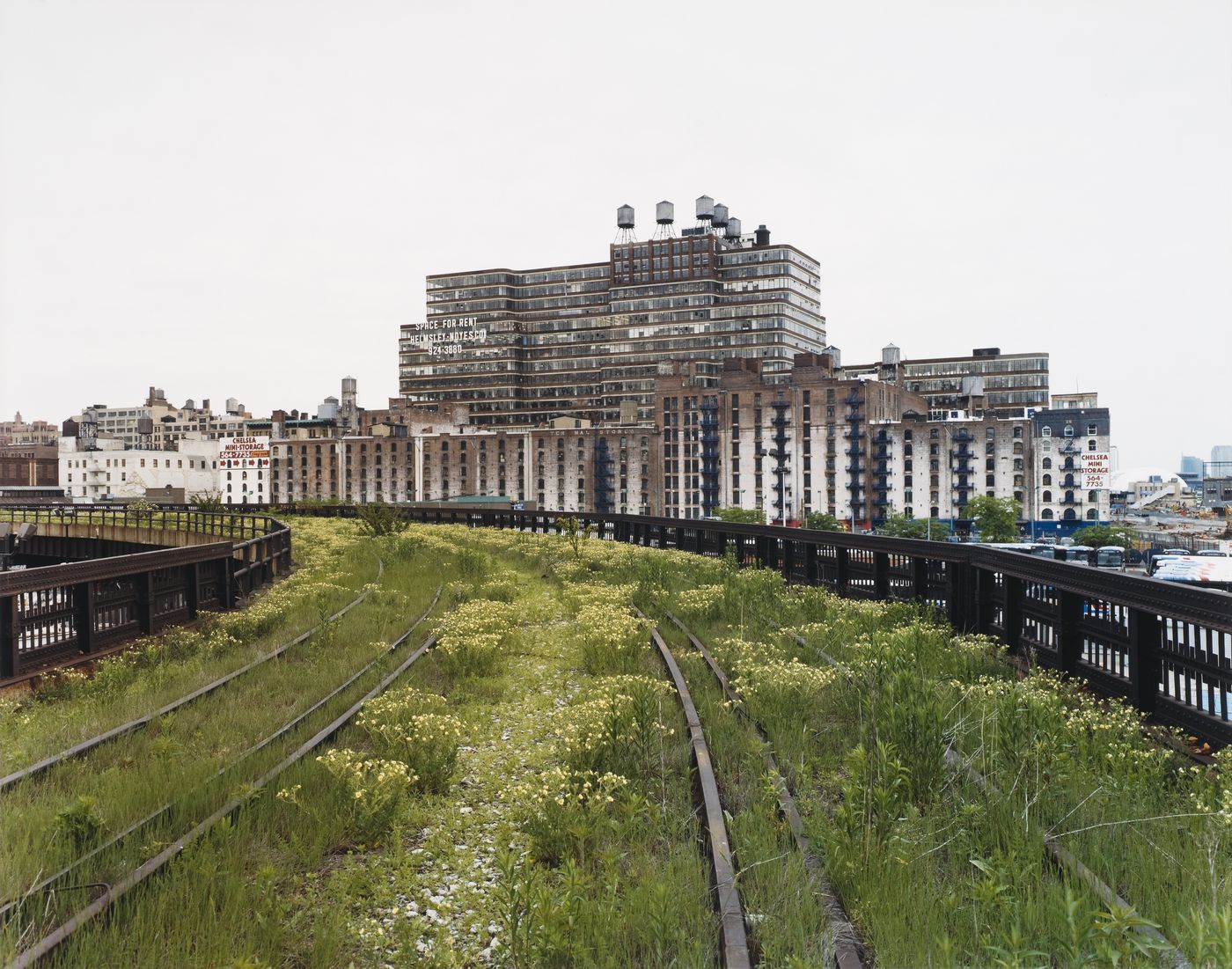 View of The High Line abandoned elevated railway with the Starrett-Lehigh Building, New York City, New York, United States