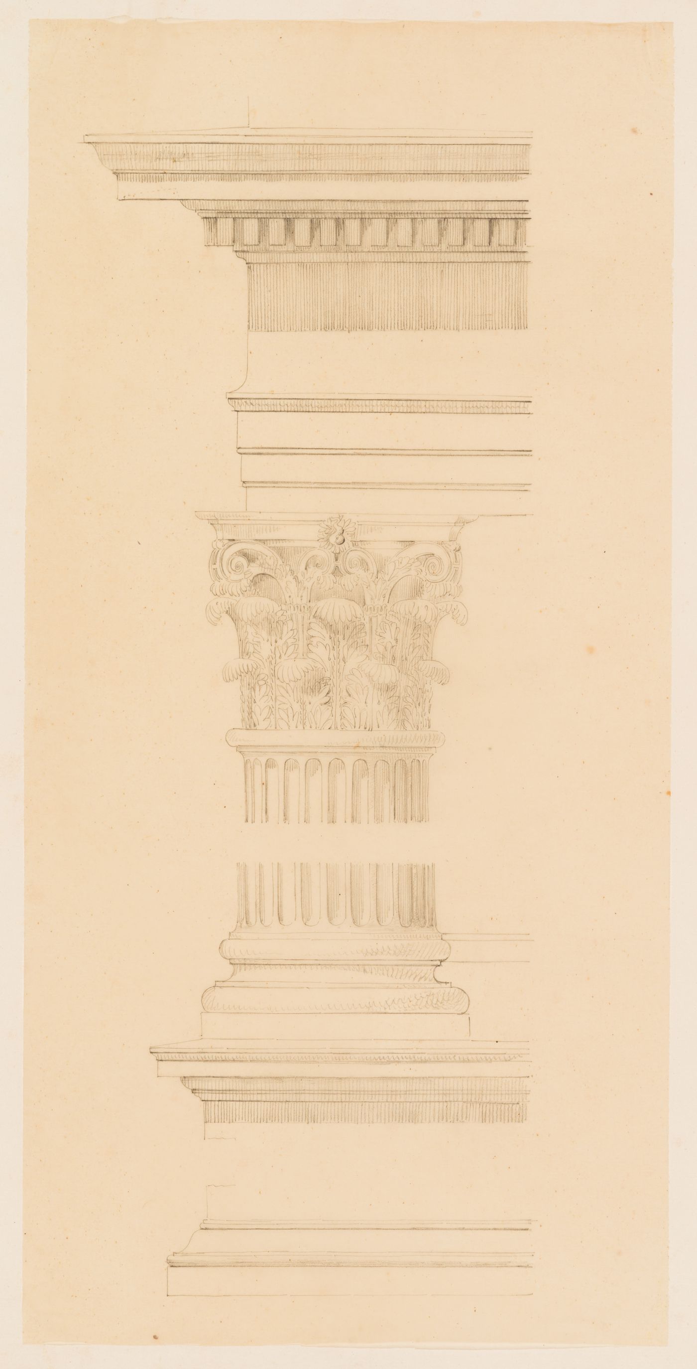 Elevation of a Corinthian column and entablature