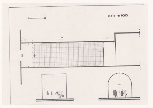 Detail from plan and cross sections for Design shop, Montecatini Terme, Pistoia, Italy