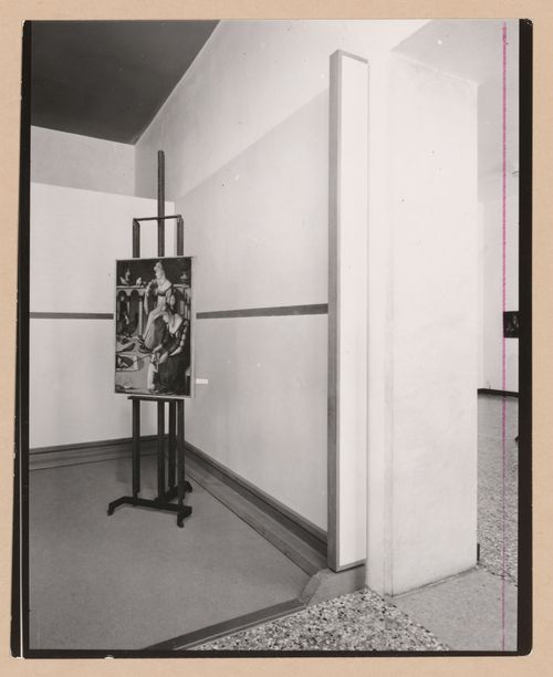 Interior view of a gallery showing a painting on an easel, Museo Correr, Venice, Italy