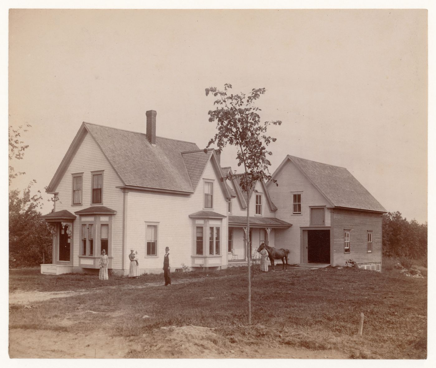 Length of clapboard house and barn