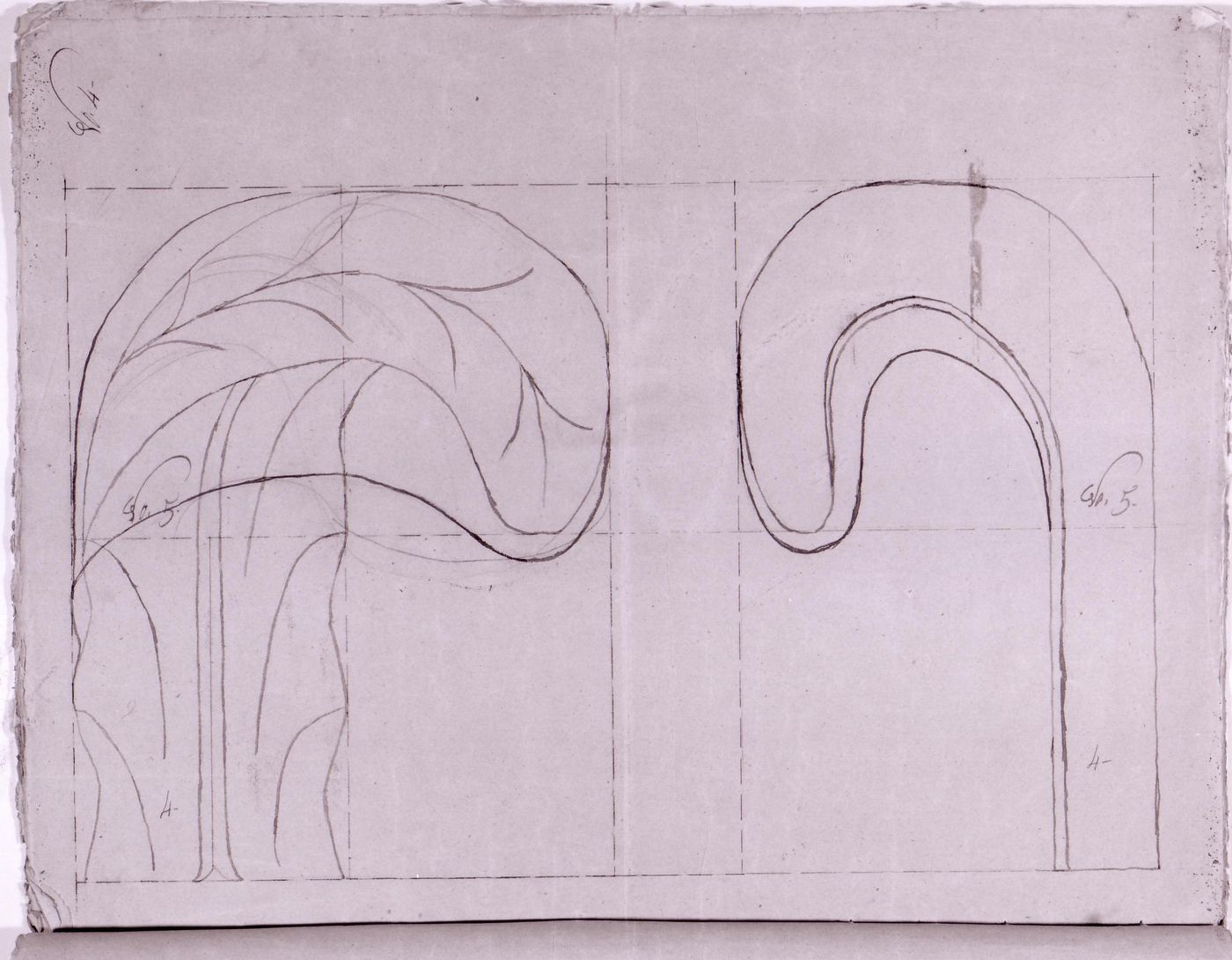 Front and lateral elevations for a decorative detail for the high altar for Notre-Dame de Montréal