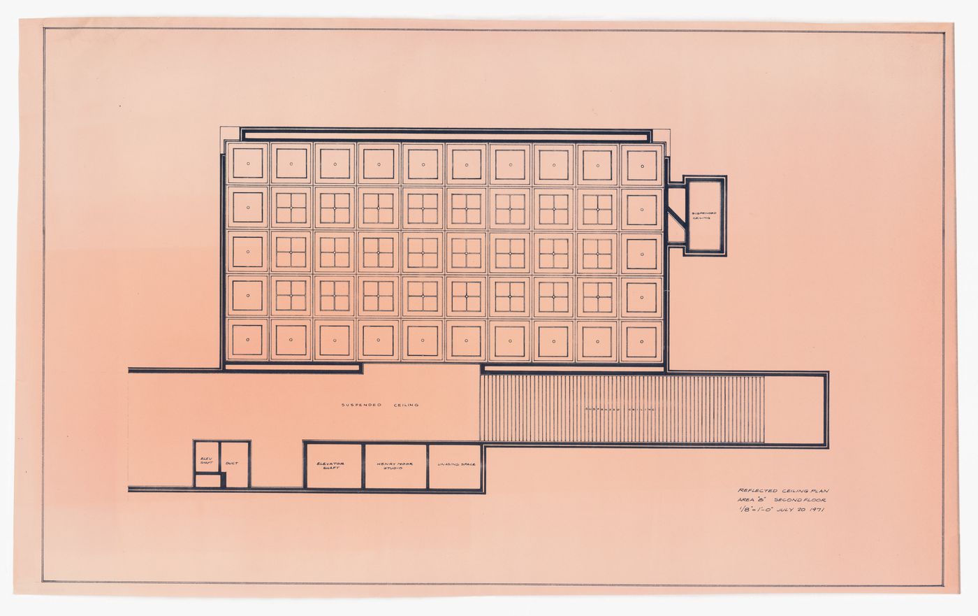 Reflected ceiling plan for Henry Moore Sculpture Centre, Art Gallery of Ontario, Stage I Expansion, Toronto