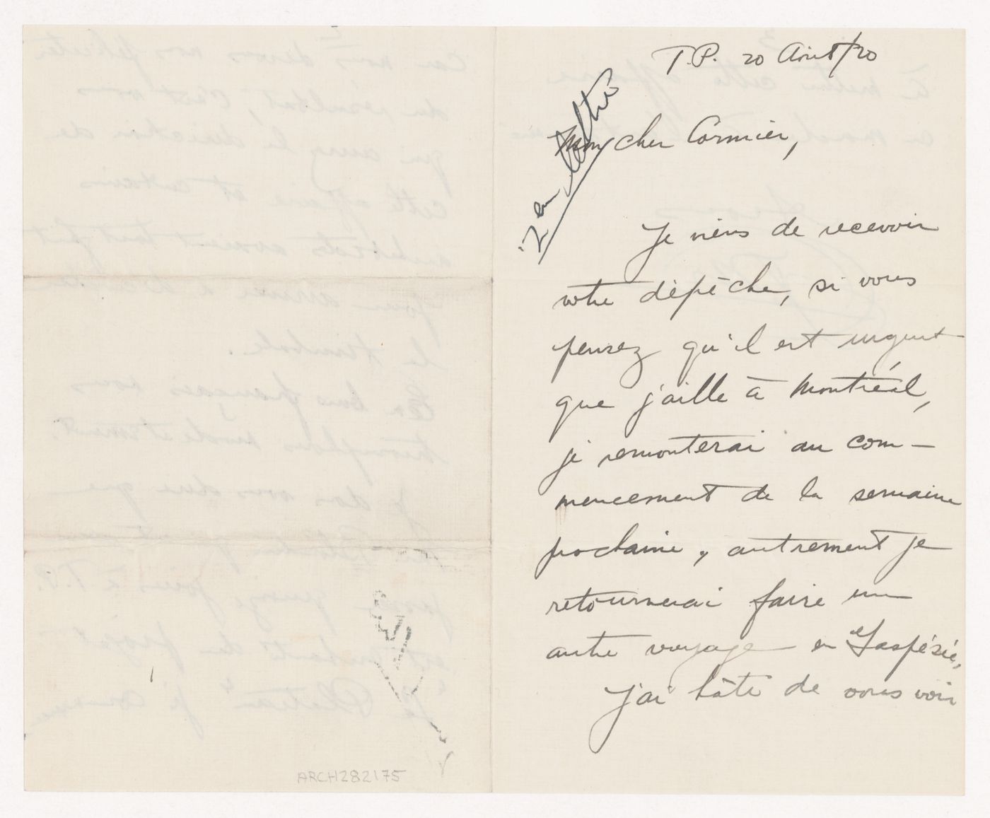 Lettre de J.O. Marchand à Ernest Cormier