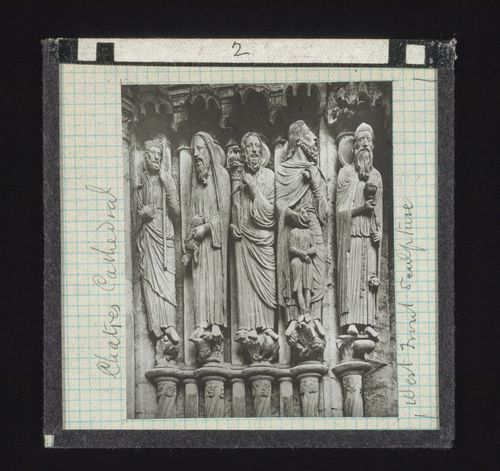 View of sculptures of west façade of Cathédrale de Chartres, Chartres, Eure-et-Loir, France