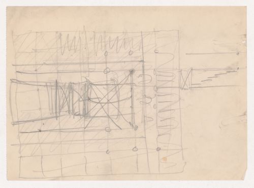 Sketch plan and partial sketch cross section for an auditorium for Illinois Institute of Technology