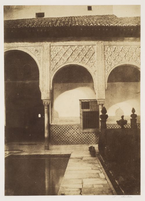 Close up view of the arches of Alhambra in the Court of the Lions, Granada, Spain