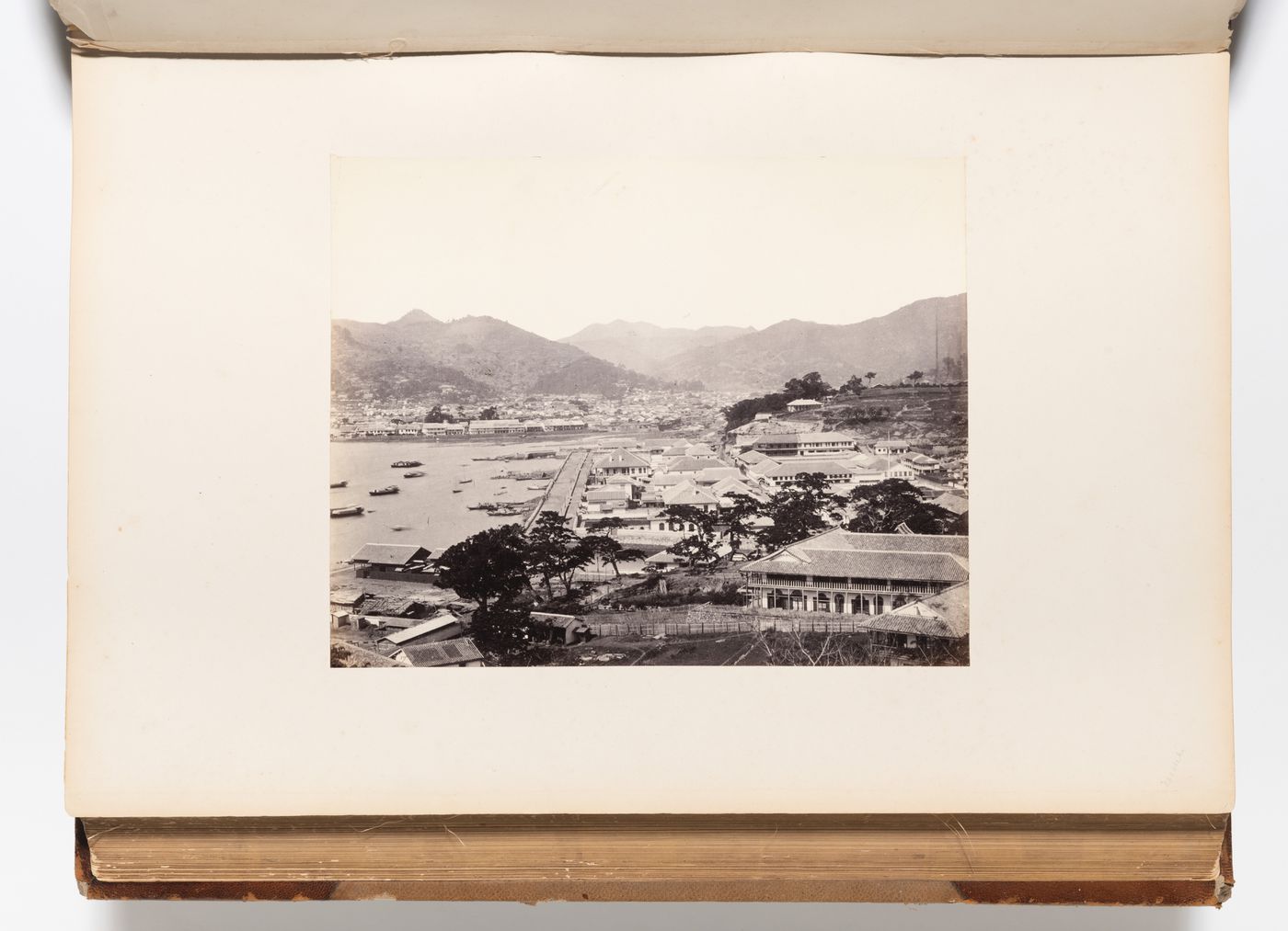 View of the harbour and the foreign settlements of Oura-machi and Deshima, Nagasaki, Japan