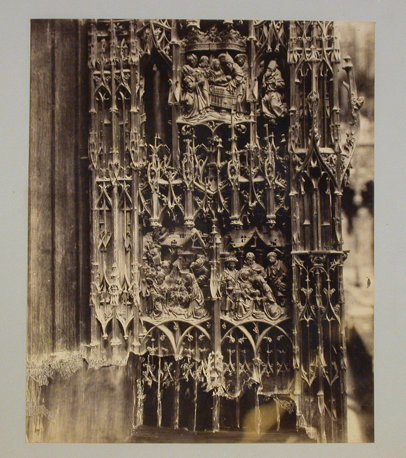 Amiens cathedral choir, close-up of wooden carvings, Amiens, France