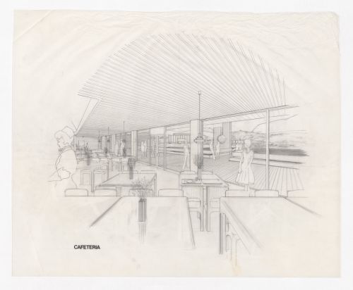 Sketch presentation perspective for the cafeteria of the Memorial University of Newfoundland, Health Sciences Complex, St. Johns, Newfoundland
