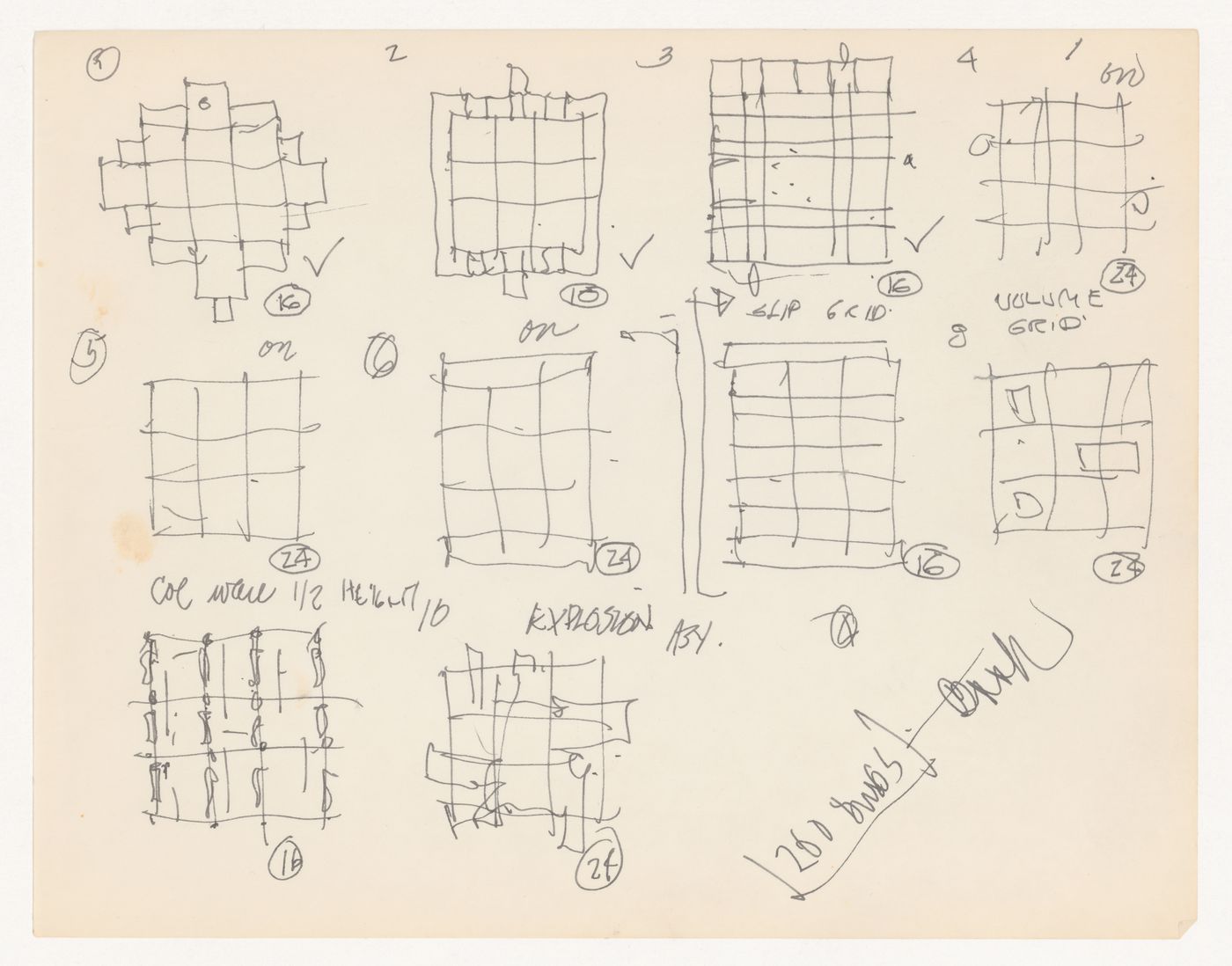 Sketches with annotations for Texas Houses