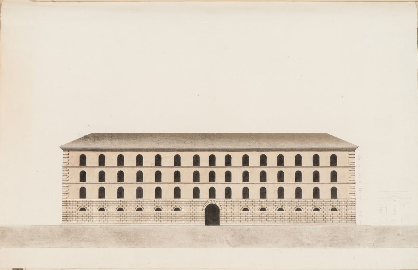 Project for the caserne de la Gendarmerie royale, rue Mouffetard: Alternate elevation for the principal façade