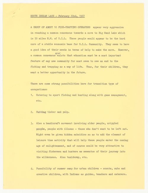 Meeting notes for South Indian Lake, Manitoba