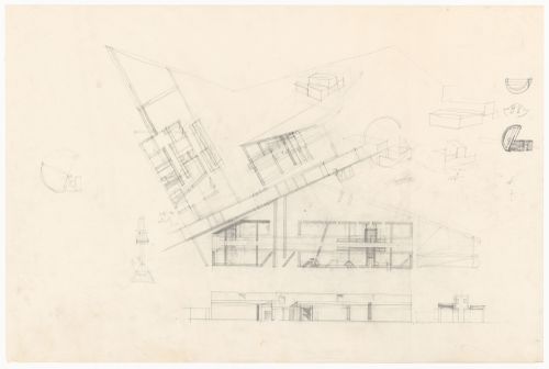 Elevations, plan, and sketches for Casa Tabanelli, Stintino, Italy
