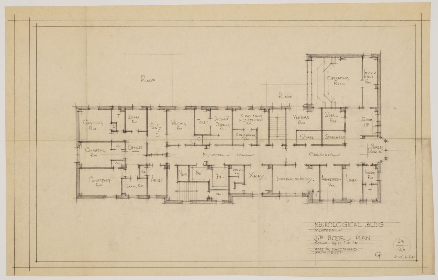 Montréal Neurological Institute, Montréal, Québec: fifth floor plan