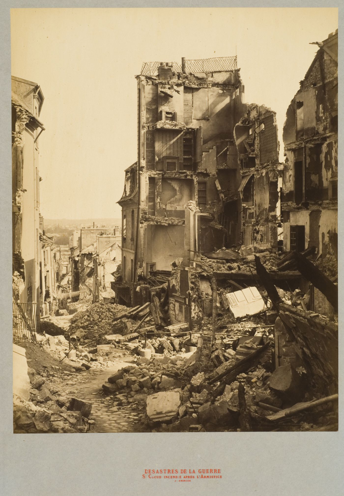 View of the damage to the St. Cloud after the Paris Commune, Paris, France